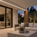 Illustrative natural 4000k 8×16mm IP65 neon flex installed under a sheltered outdoor roof