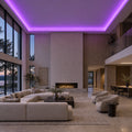 Illustrative ATOM LED purple 8×16mm neon flex installed in large-room ceiling coving