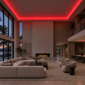 Illustrative ATOM LED red 8×16mm neon flex installed in large-room ceiling coving