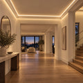 Illustrative warm 2900k 8×16mm IP65 neon flex installed in dry indoor ceiling coving