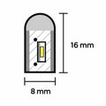 8×16mm neon flex cross-section dimension diagram showing 8mm width and 16mm height