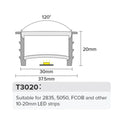 LED Neon Flex & LED Strip Silicone Cover Body Flexible Bendable 30x20mm - ATOM LED