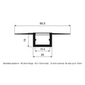 Bendable plaster-in profile dimensions, 60.3mm flange with 20 x 15mm body and 15.4mm channel