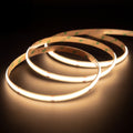 Lit 2700K 10mm COB LED strip coil, golden warm white dot-free band