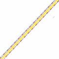 ATOM LED 24V 10mm COB LED strip close-up, white PCB with copper contact pads and yellow phosphor, 8.33mm cut-point range
