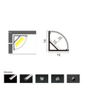 16x16mm corner profile dimension drawing with 10mm max strip width