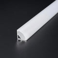 White 2 metre aluminium LED corner profile on dark background