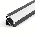 Black aluminium LED corner profile 19x19mm with opal diffuser, 2 metre