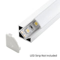 19x19mm corner profile with LED strip fitted, strip not included