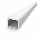 Silver aluminium LED floor profile 32.2 x 20mm with thick opal cover fully seated