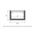 CN635 outdoor floor profile dimensions, 32.4 x 20mm with 26mm internal channel