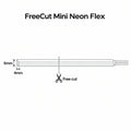 ATOM LED — 4x6mm FreeCut Mini Neon Flex cutting diagram with scissors and cut-to-length silicone strip