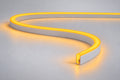 Yellow 6x12mm 12V IP65 neon flex showing the domed side-bend profile used in the product datasheet.