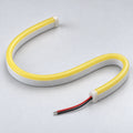Generated illustration of unlit Lemon Yellow 6x12mm neon flex with a domed yellow top, white sides and front-exit wires