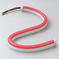 Generated illustration of unlit Rose Red 6x12mm neon flex with a domed tinted top, white silicone sides and rounded end caps