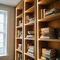 Warm White 3000K 4x10mm neon flex installed in bookcase uprights and deep reveals