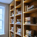 Cool White 6000K 4x10mm neon flex installed in bookcase uprights and deep reveals