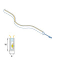Cutaway of 4 x 10mm neon flex showing body depth and emitter