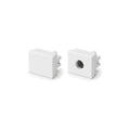 Front cap and cable entry end cap supplied with plaster-in LED profile