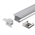 Recessed aluminium LED profile 24x14.2mm with end cap and mounting clip