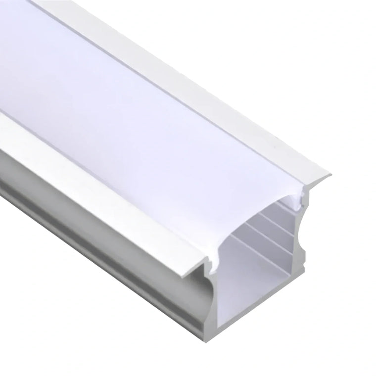 Opal cover recessed LED channel 24x14.2mm showing 12mm LED strip cavity