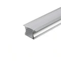 Silver aluminium recessed LED profile 24x14.2mm with opal diffuser fitted