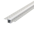 Straight plaster-in aluminium LED profile 60.3x15mm with opal cover and perforated wings