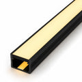 Warm white COB LED glowing evenly through black diffuser cover, 12x10mm profile