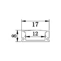 Cross-section: 17mm external width, 12mm internal channel, 8mm profile height