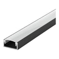 2 Metre black aluminium LED surface profile 17x8mm with opal diffuser