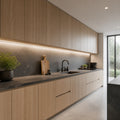 4000K long-run under cabinet COB LED strip installed across a modern kitchen — illustrative interior