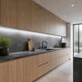 5000K long-run under cabinet COB LED strip installed across a modern kitchen — illustrative interior
