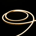 ATOM LED warm white 2700K 10x10mm side bend neon flex outlining a pergola frame outdoors — 48V IP67 waterproof