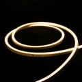 ATOM LED warm white 3000K 10x10mm side bend neon flex lighting a driveway edge in one continuous run — 48V IP67 waterproof