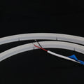 ATOM LED warm white 3000K 10x10mm side bend neon flex forming a square 90° corner along a garden path — 48V IP67 waterproof