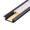 Black recessed LED profile channel fitted with 12mm COB strip