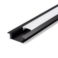 Black 25x7mm recessed aluminium LED profile with opal diffuser cover