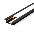 Black 25x7mm recessed LED profile lit warm white through opal cover