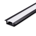 Black recessed LED profile with opal cover fitted full length