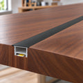 Black 30x20mm silicone profile recessed in walnut with separate COB LED tape, switched off - installation illustration