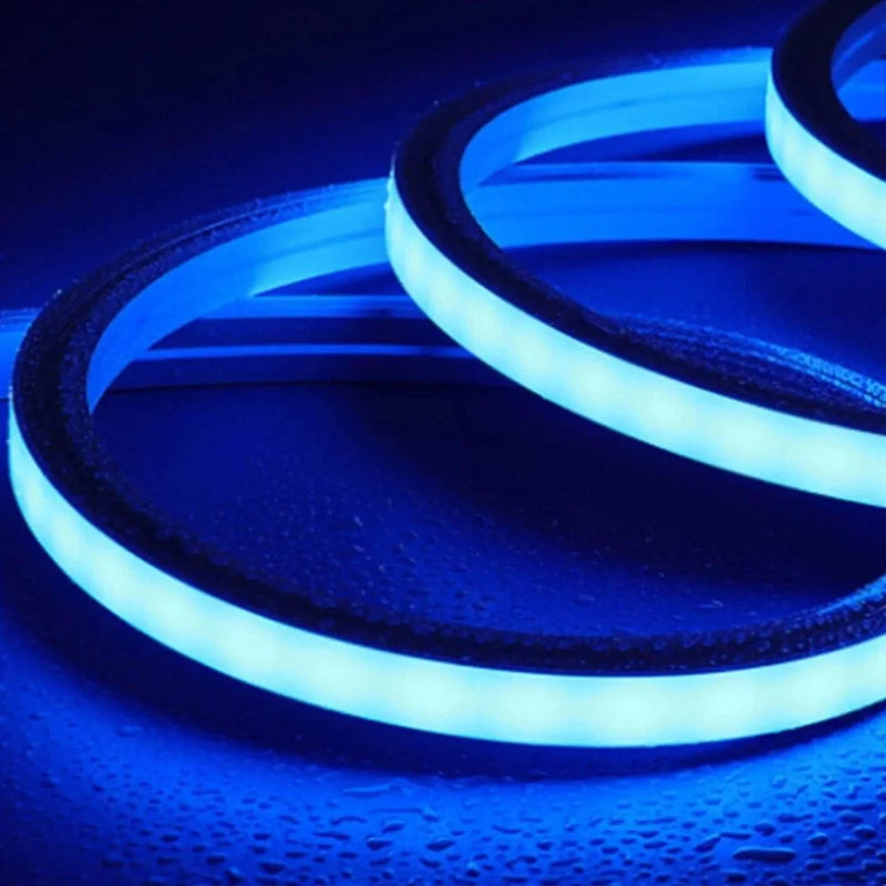 Blue LED Neon Flex 16x16mm 220V 240V Top Bending 120LEDs/m 20cm Cut IP65 Waterproof with UK Plug - ATOM LED