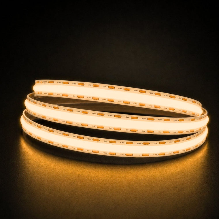 Warm White 2700K COB LED strip illuminated product reel