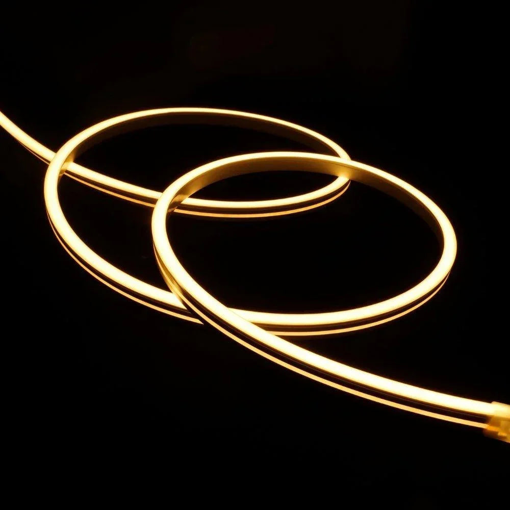 Warm White 2700K decking neon flex 8x16mm — coiled 15m reel ready for custom-cut install
