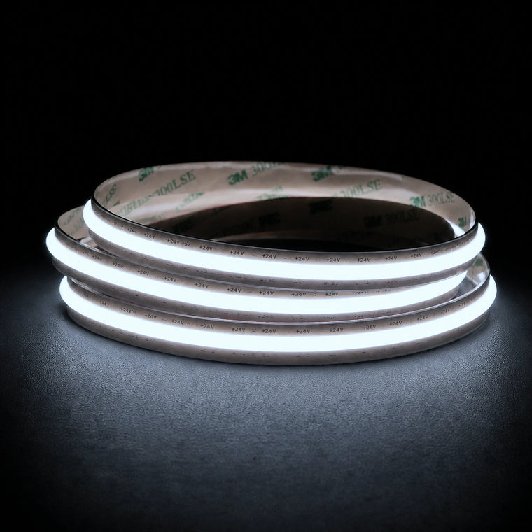 Cool White 6500K Free Cut COB LED strip 24V 10mm lit cut anywhere