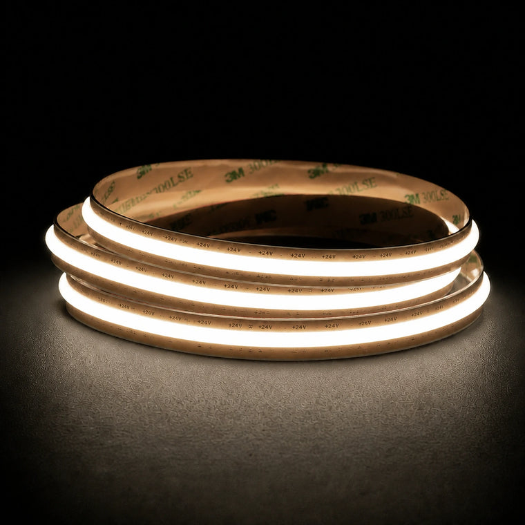 Natural White 4000K Free Cut COB LED strip 24V 10mm lit cut anywhere