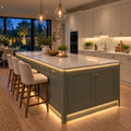 4x6mm FreeCut neon flex 2700K warm white under kitchen cabinets and around an island