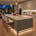 4x6mm FreeCut neon flex 3000K warm white under kitchen cabinets and around an island