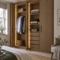 4x6mm FreeCut neon flex 3000K warm white recessed into an oak wardrobe