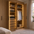 4x8mm FreeCut Mini Neon Flex Warm White 2700K recessed lighting in an oak fitted wardrobe