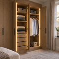 4x8mm FreeCut Mini Neon Flex Warm White 3000K recessed lighting in an oak fitted wardrobe